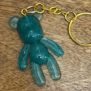 Sparkling blue Bear Keychain for Kids, handcrafted